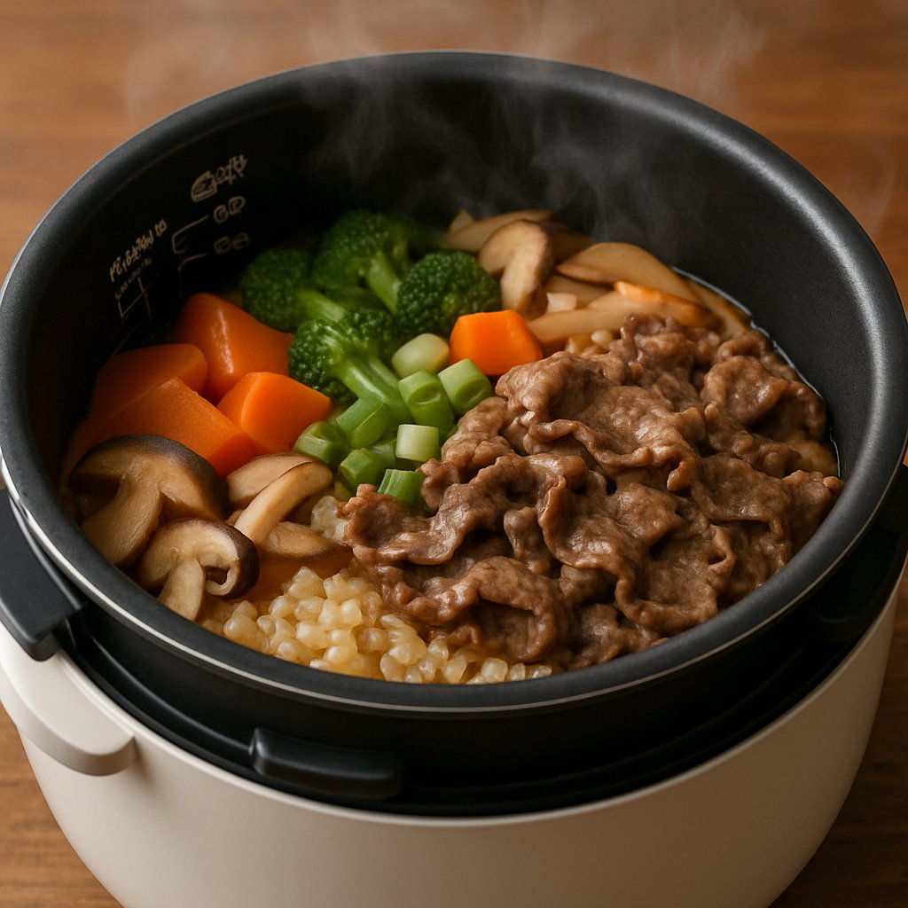 Resep Sukiyaki Rice dengan Zeusbola di Rice Cooker